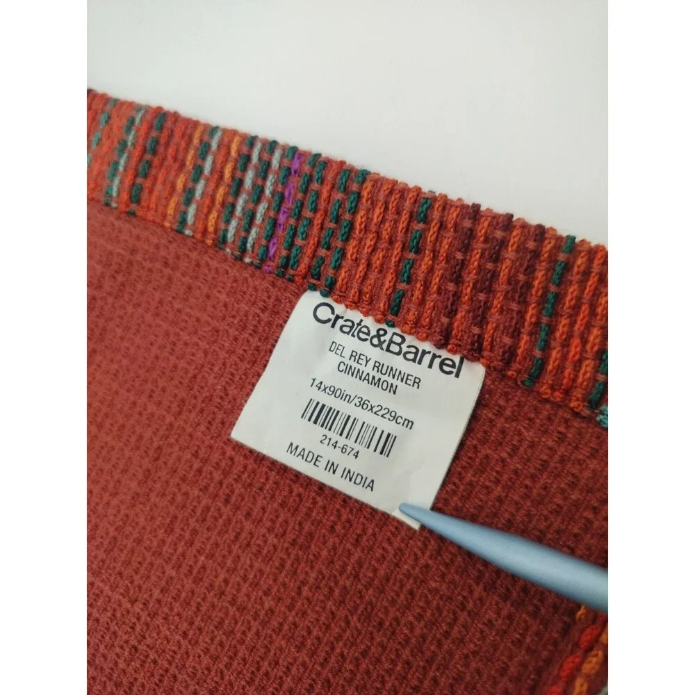 Crate & Barrel Unique Indian Woven Table Runner Del Rey Cinnamon 14×90in (Read)